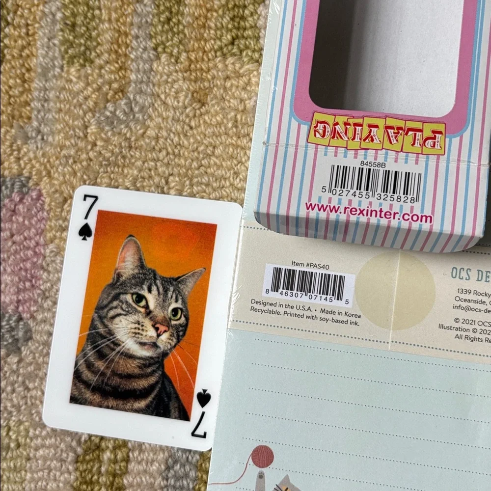 OCS Designs Krazy Kitties Notepad Set NWT 140 lined sheets + 3D Cat Card Deck